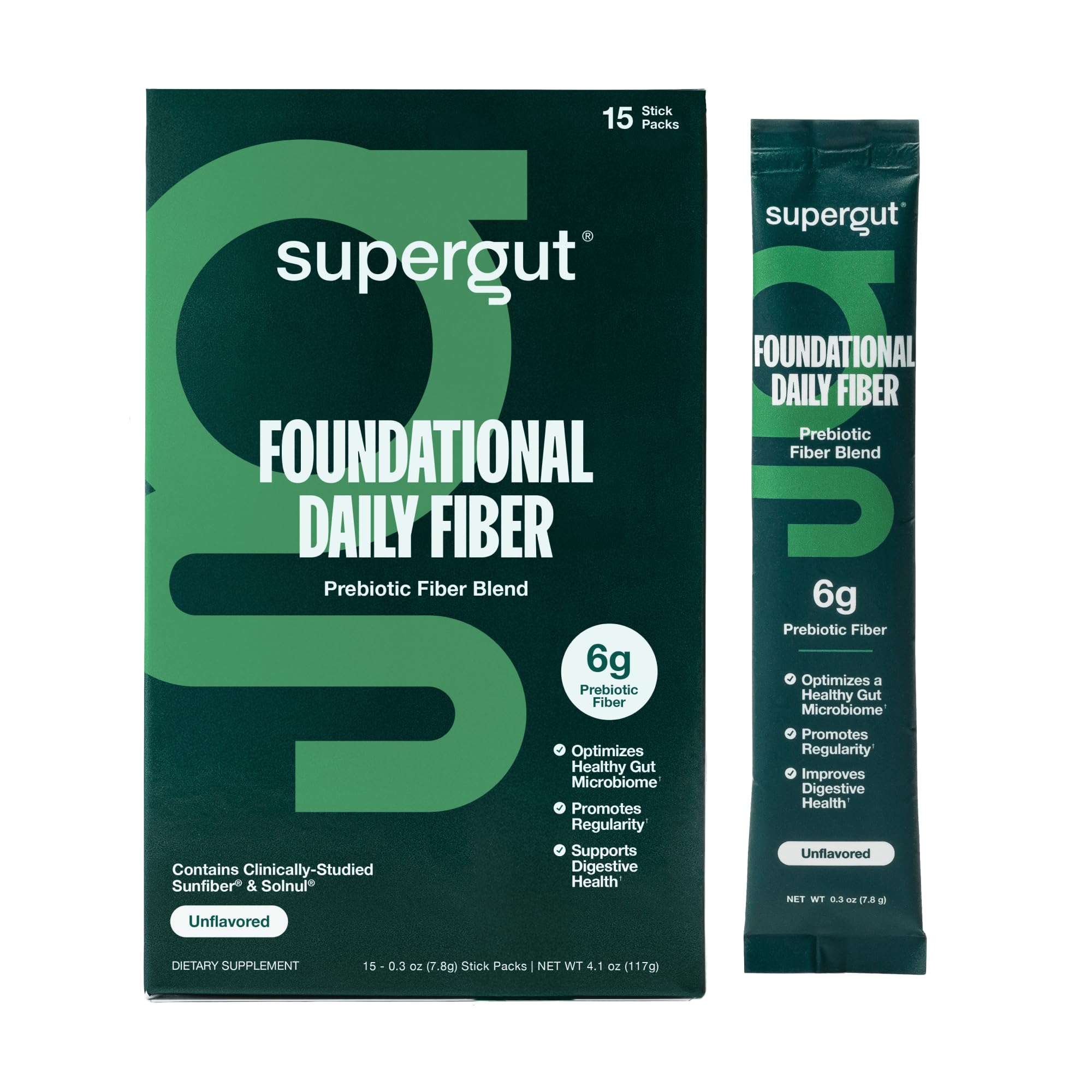 Supergut Foundational Daily Fiber stick-pack for convenient daily fiber support