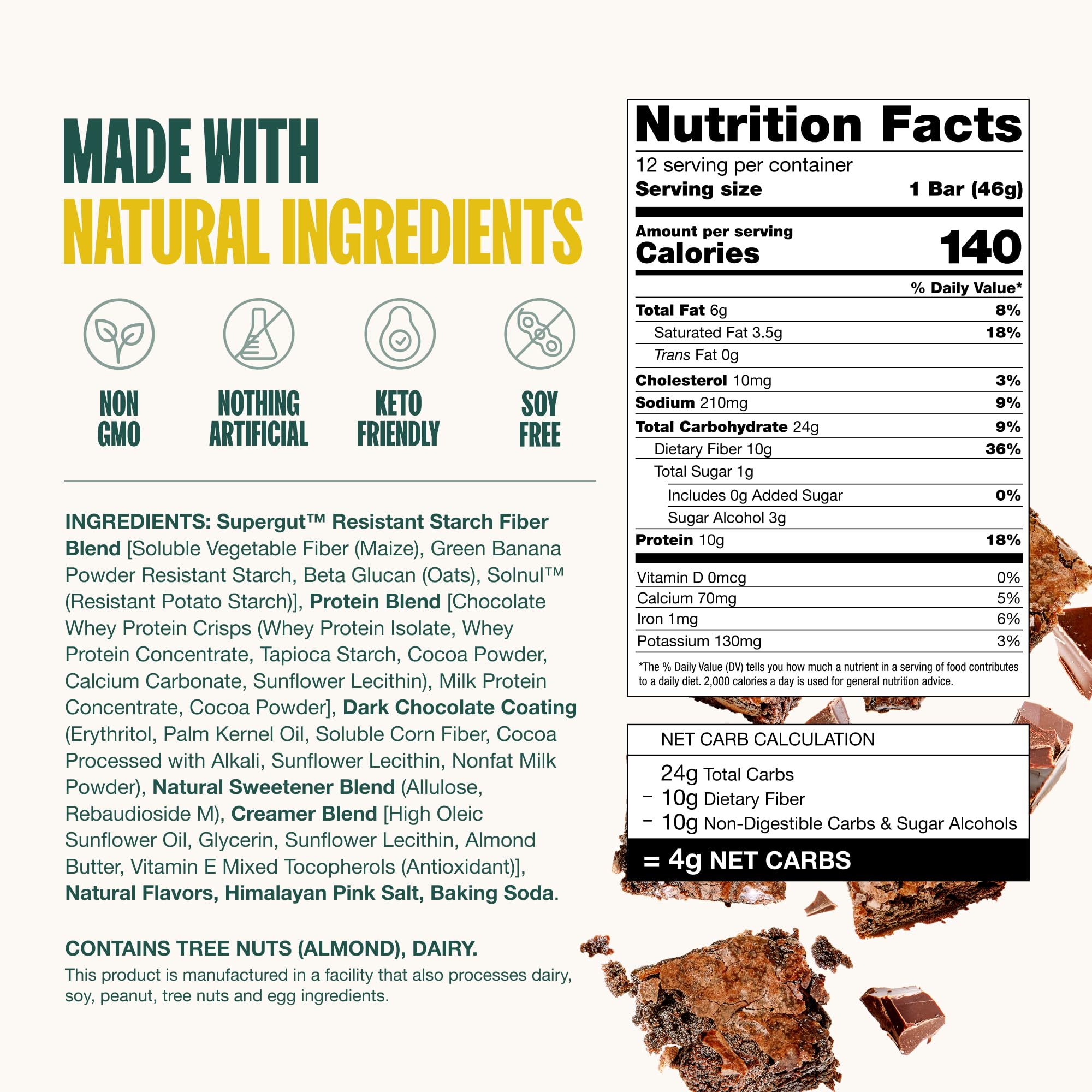 Supergut GLP-1 Bars Chocolate Brownie breakfast-replacement ideal for busy mornings.
