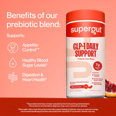 Supergut GLP-1 Daily Support scoop close-up aids fiber intake.