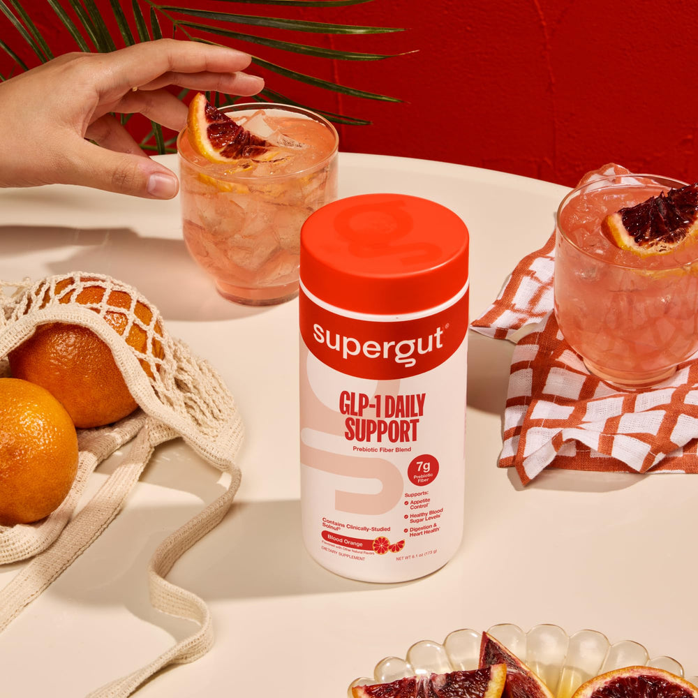 Scoop beside glass demonstrates a convenient daily ritual.