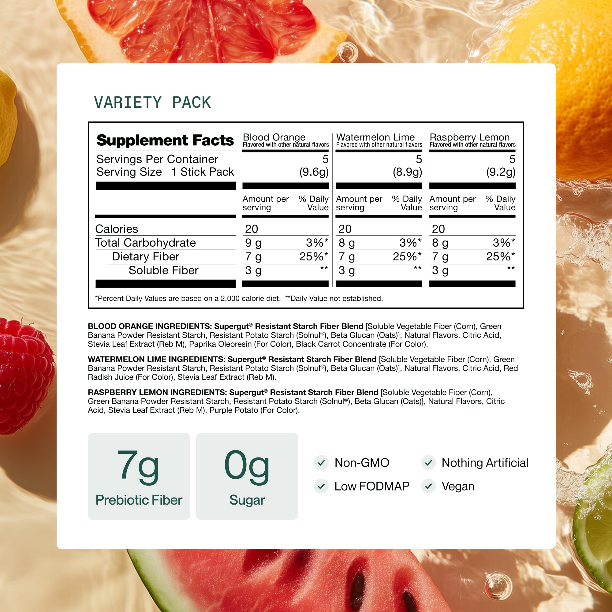 Supergut GLP-1 Variety Pack ready-to-drink glass with sugar-free formula.