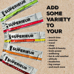 Superieur Raspberry electrolyte packet delivering daily hydration with fruity taste