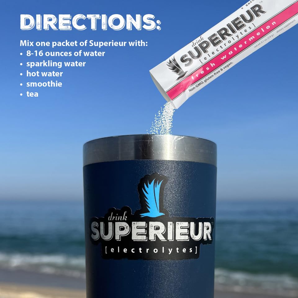 Superieur Watermelon electrolyte packet with real fruit flavor for workouts