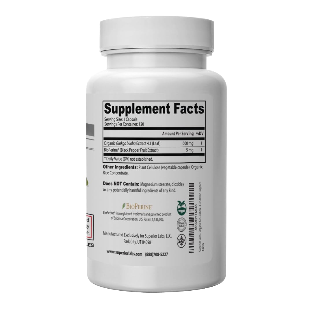 Ginkgo Biloba with black pepper extract highlighting absorption support