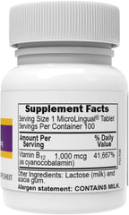 Superior Source B-12 cyanocobalamin 1000 mcg dissolves quickly under the tongue