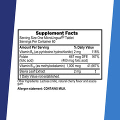 Close-up of B6 and folic acid tablets ready for sublingual use.