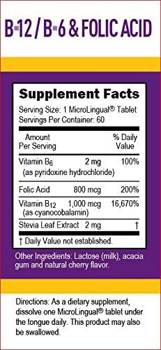 Superior Source B6 and Folic Acid dissolvable tablet on tongue for brain health.