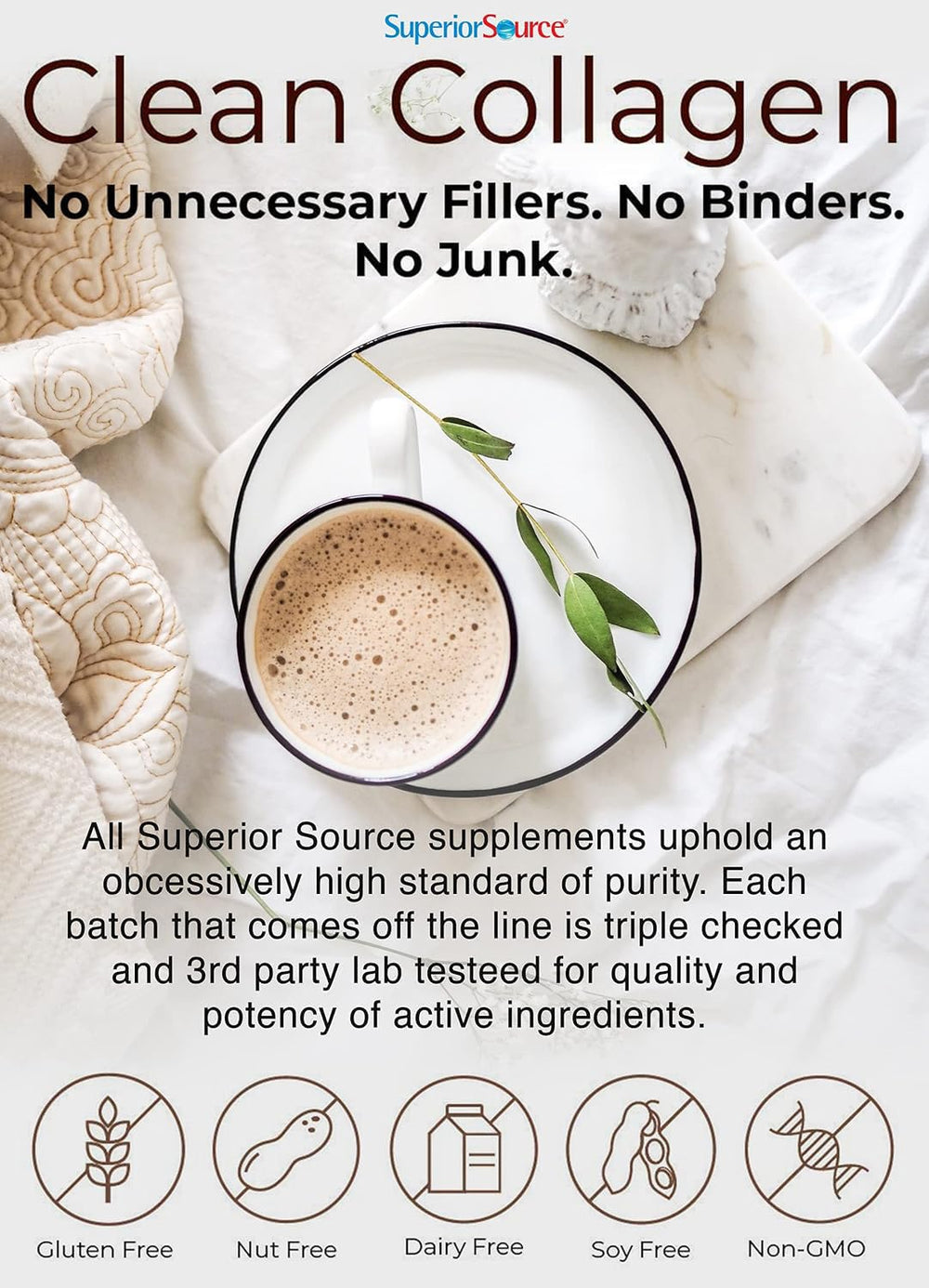 Premium collagen powder designed for mixing into smoothies and coffee.
