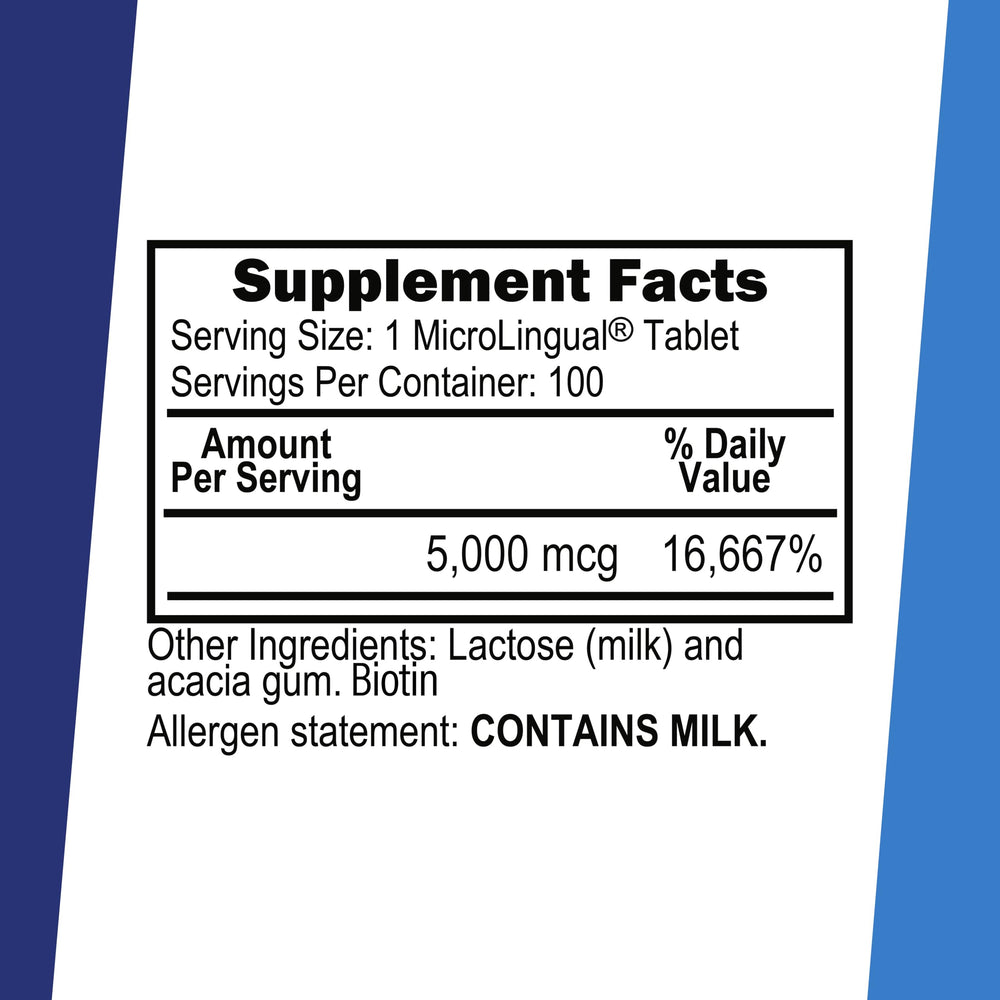 Biotin 5000 mcg tablets dissolving under the tongue for quick absorption