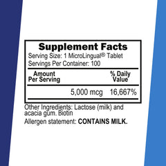 Biotin 5000 mcg tablets dissolving under the tongue for quick absorption