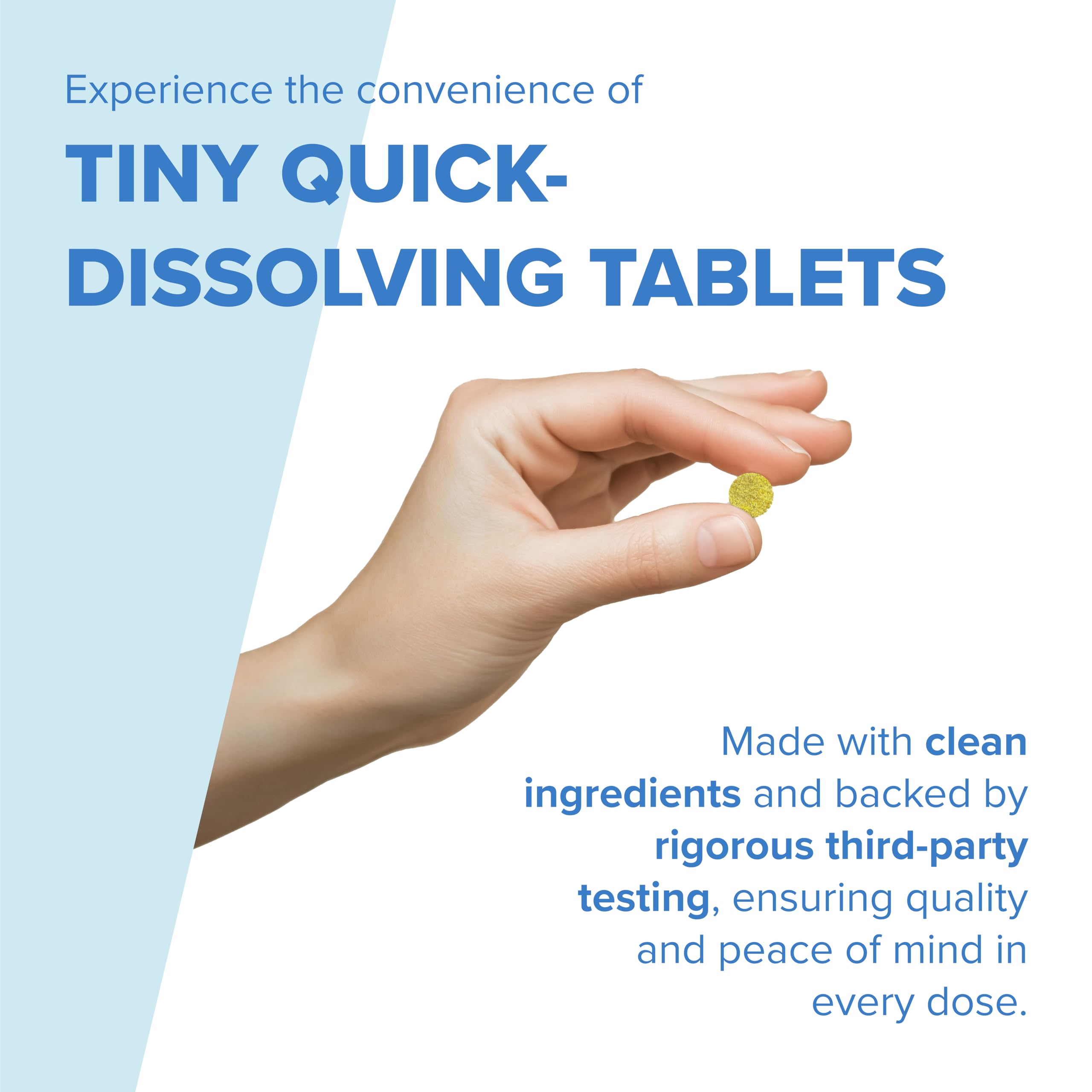 Superior Source Kids B Complex tablets dissolving on the tongue for easy daily use.