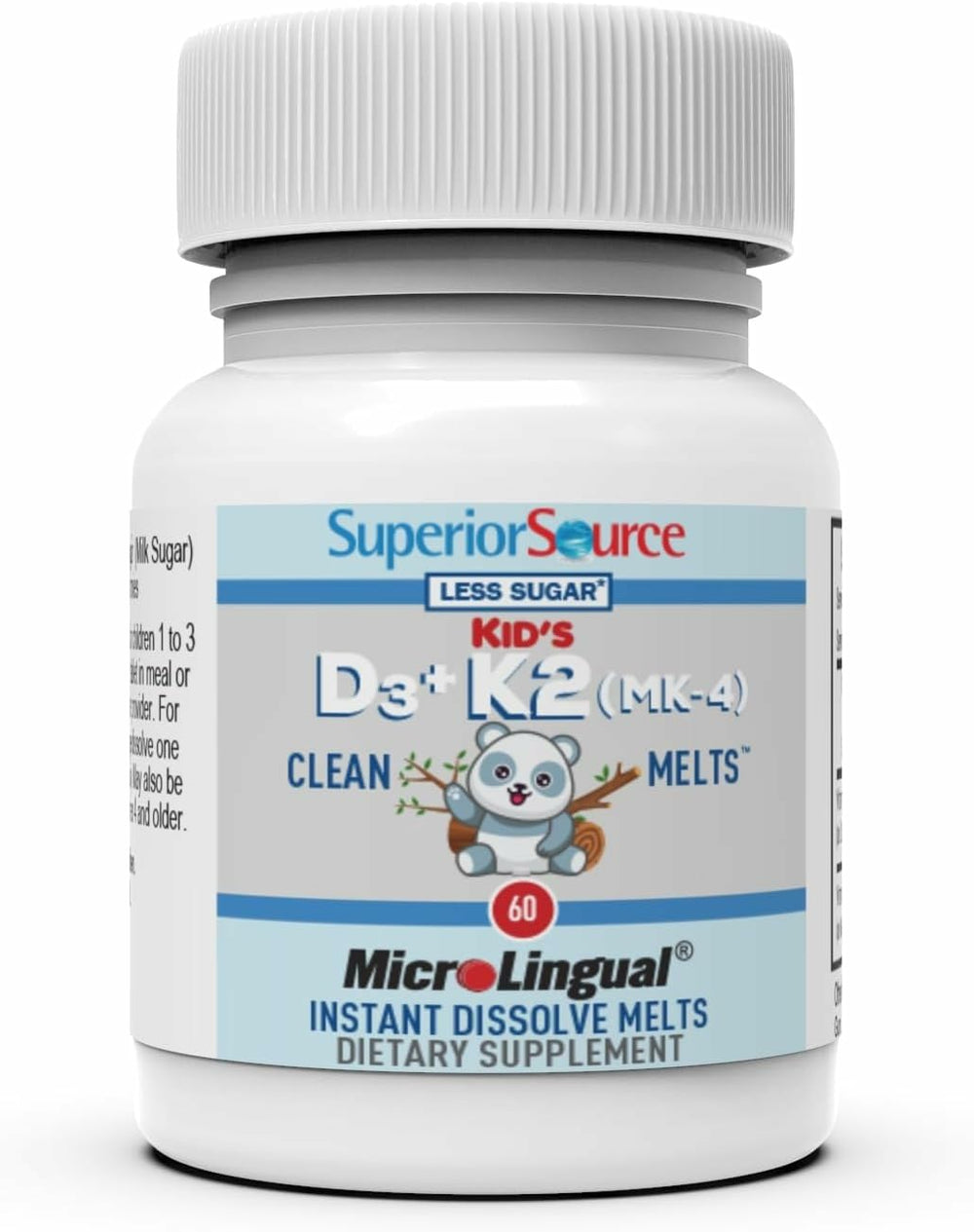 Front view of the Superior Source Kid's D3 & K2 bottle