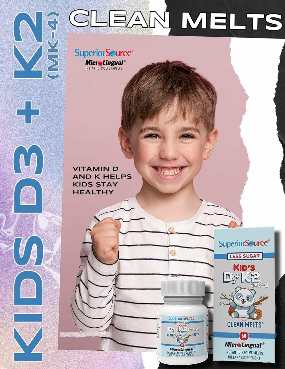 Illustration of immune support and bone health with Superior Source Kid's D3 & K2