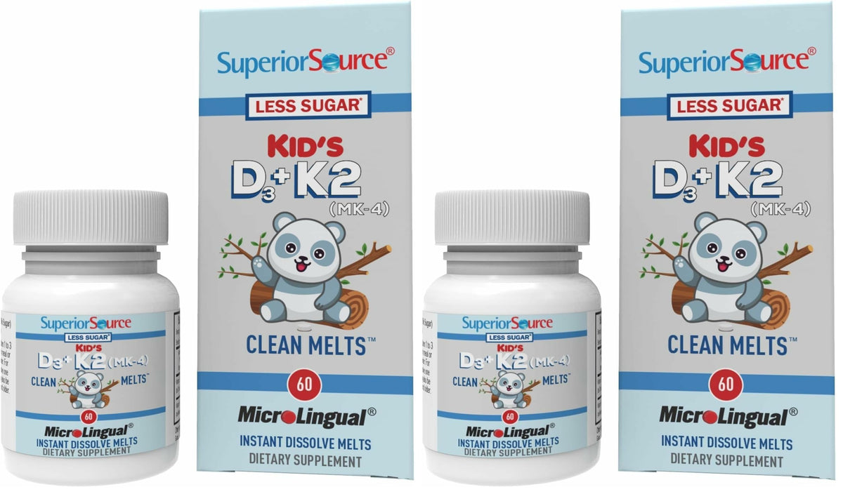 Superior Source Kid's D3 & K2 tablet on tongue for easy daily use
