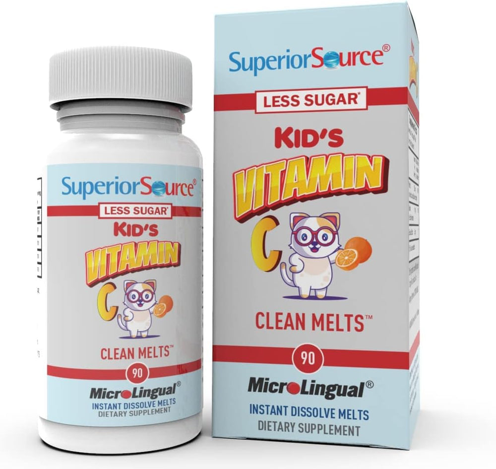 Packaging of Superior Source Kid's Vitamin C Clean Melts on a shelf.