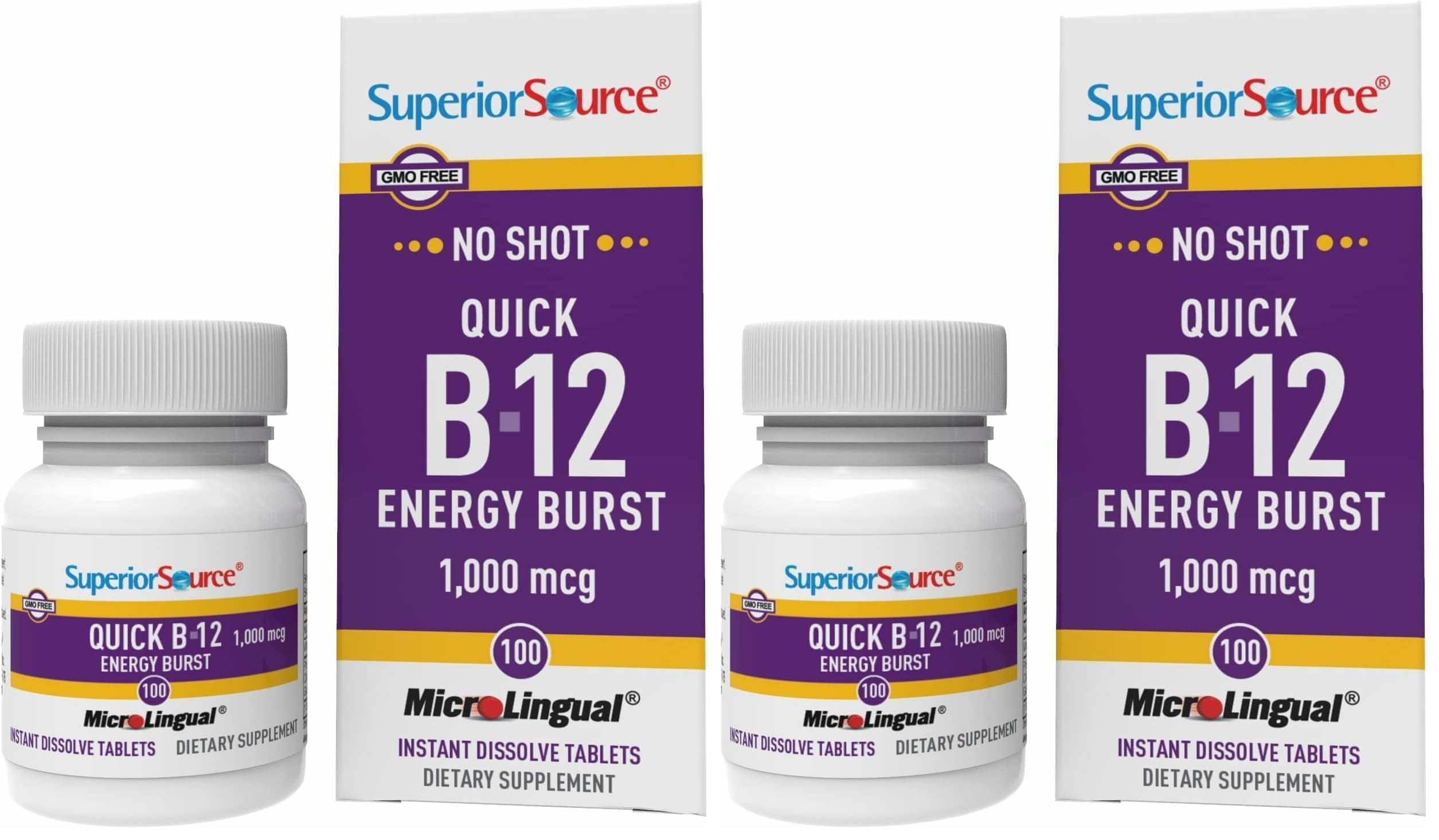 Superior Source NO Shot B-12 bottle front label showing product