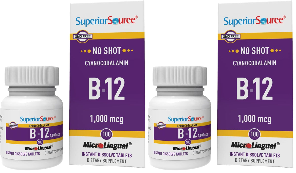 Superior Source No Shot B-12 dissolving tablet under tongue for fast energy support