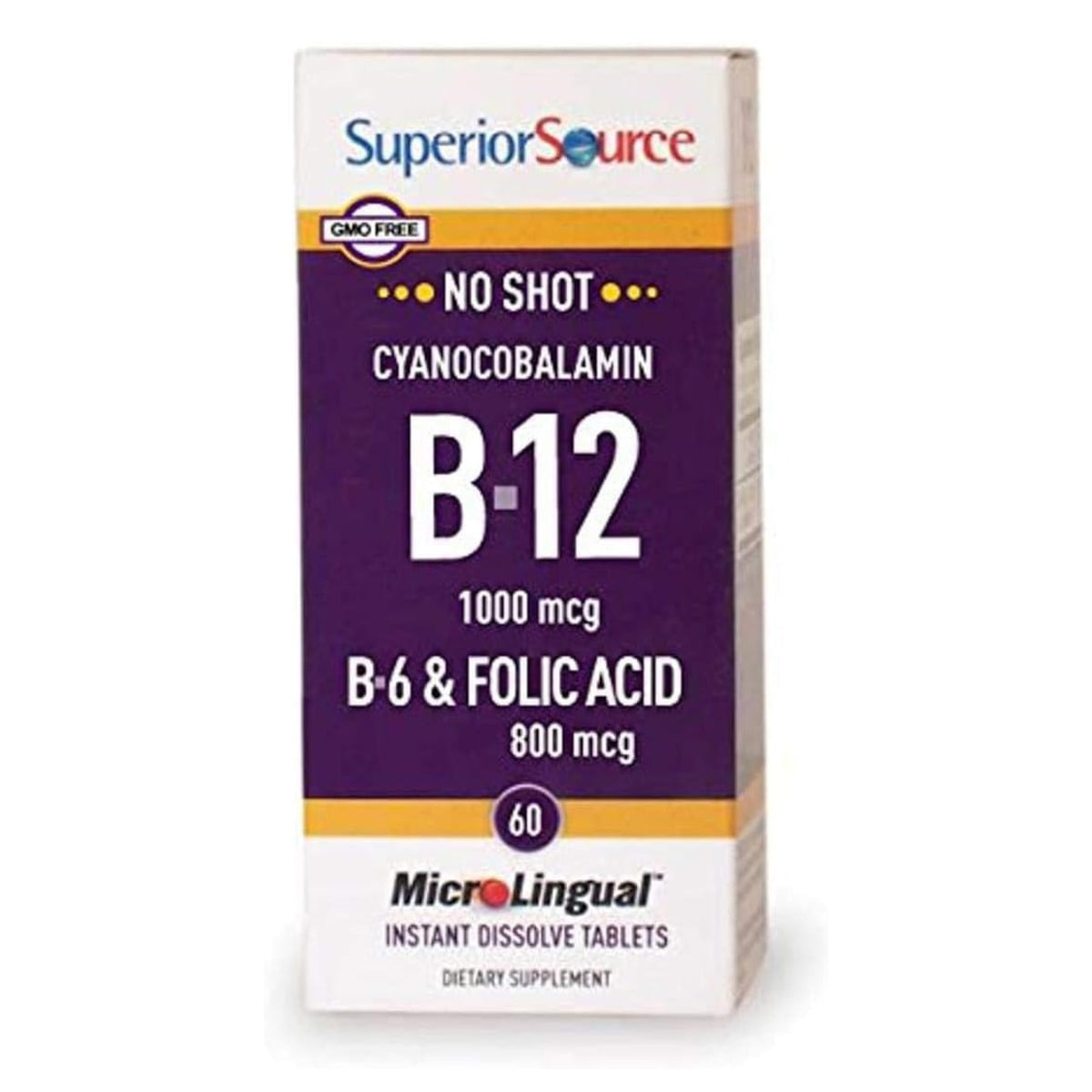 Superior Source No Shot B12 tablet dissolving quickly for energy support