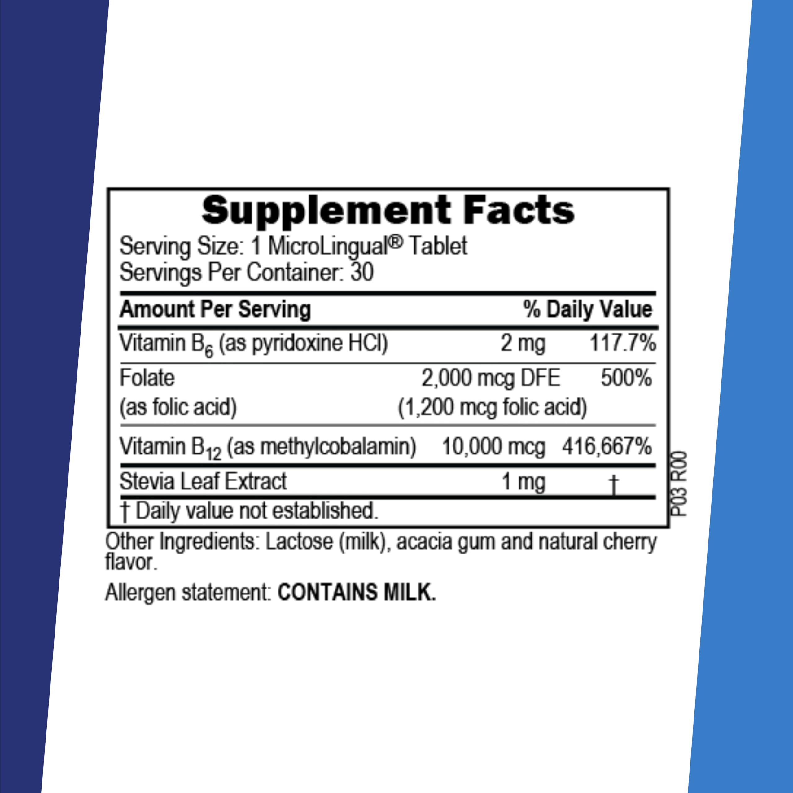 Superior Source No Shot B-6 and folic acid ingredients label emphasizes purity.