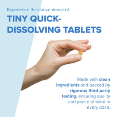 Superior Source One Daily microlingual tablet dissolving on tongue for fast absorption.
