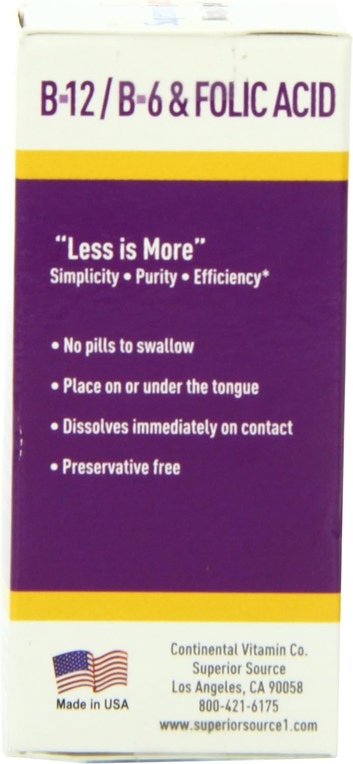 Superior Source Pack of 2 No Shot B12 B6 Folic Acid tablets.