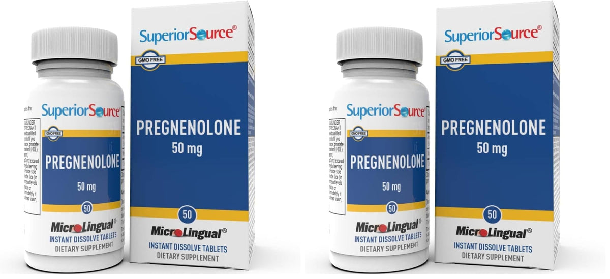 Superior Source Pregnenolone 50 mg bottle front view for easy daily use
