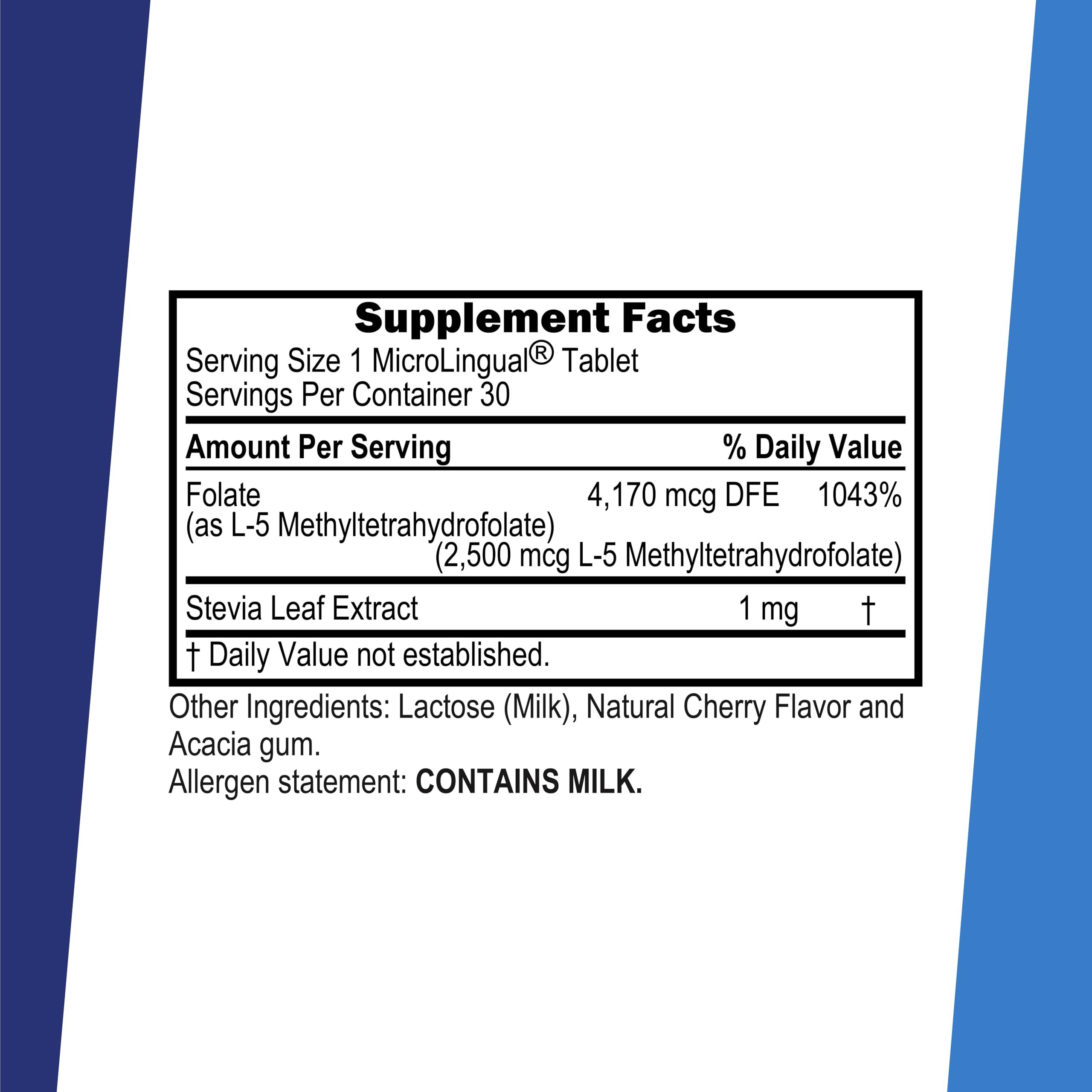 Superior Source methylfolate tablet designed for rapid tongue absorption