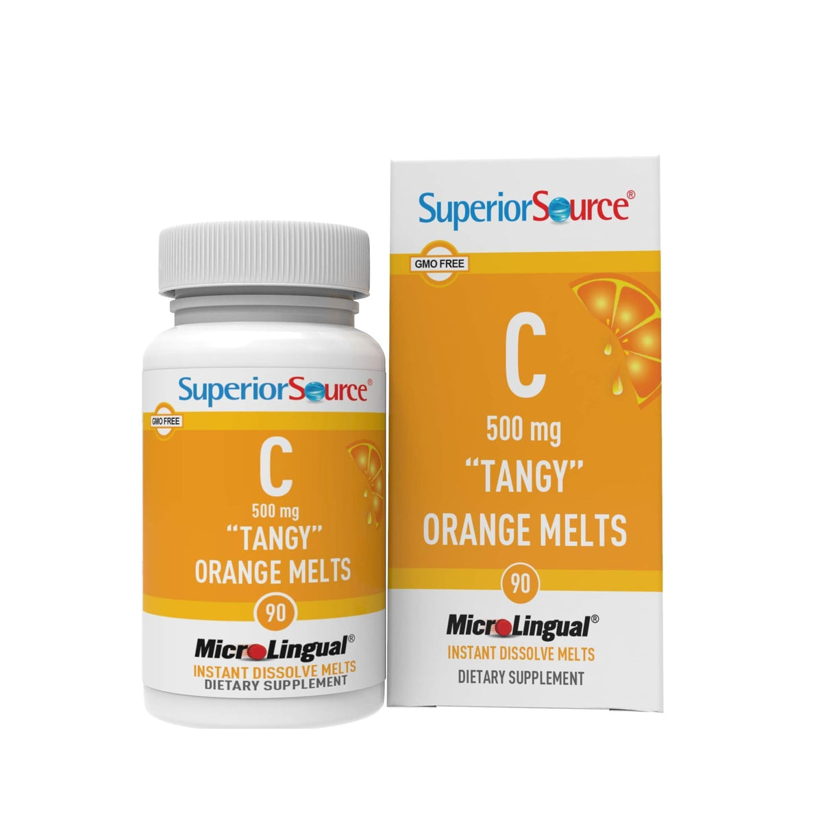 Superior Source vitamin C 500 mg Tangy Orange Melts bottle for daily immune support
