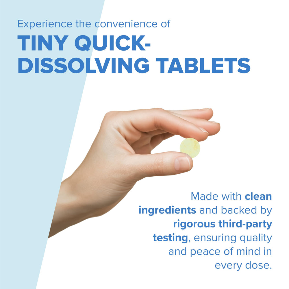 Superior Source Tangy Orange Melts tablet dissolving on tongue for rapid vitamin C intake