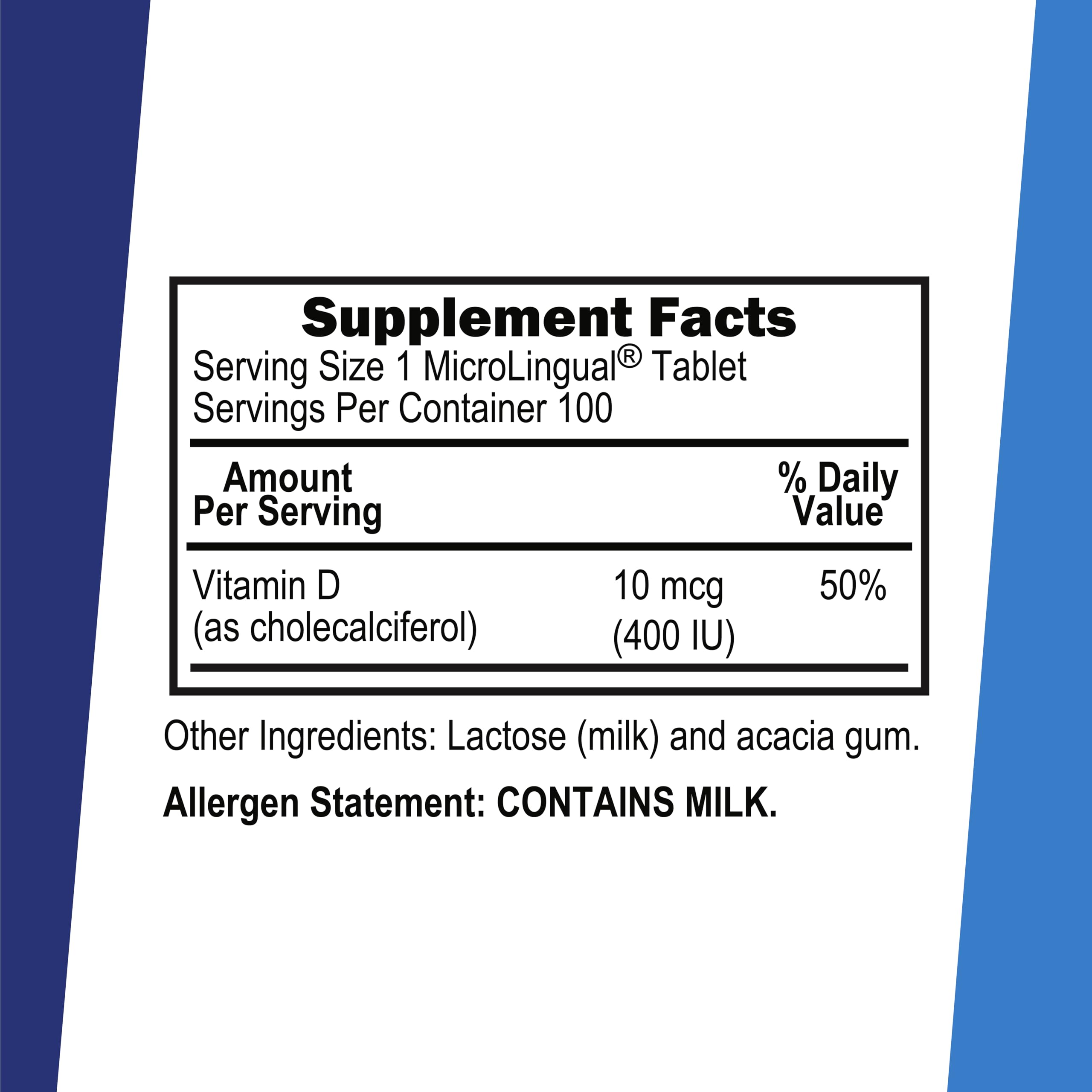 Closeup of Superior Source Vitamin D3 400 IU bottle showing purity