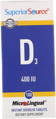 Superior Source Vitamin D3 400 IU dissolving tablet ready to use, quick absorption
