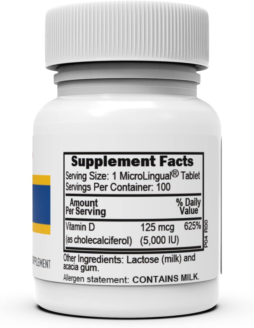 Superior Source Vitamin D3 5000 IU bottle label close-up highlighting purity and non-GMO ingredients
