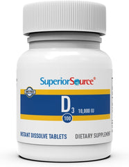 Superior Source Vitamin D3 bottle label emphasizes non-GMO purity.