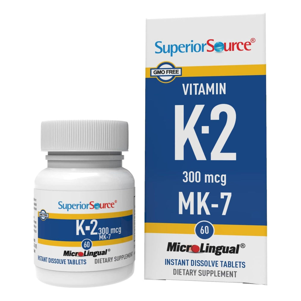 Superior Source Vitamin K2 MK-7 300mcg bottle with label and dosage information