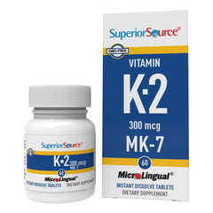 Superior Source Vitamin K2 MK-7 300mcg bottle with label and dosage information