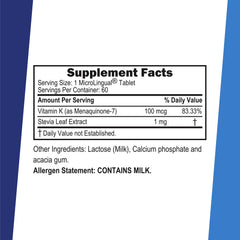 Tablet dissolving in the mouth from Superior Source Vitamin K2 MK-7 for fast absorption.
