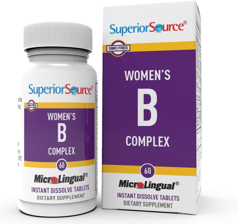 Superior Source Women’s B Complex tablets under the tongue for easy absorption.
