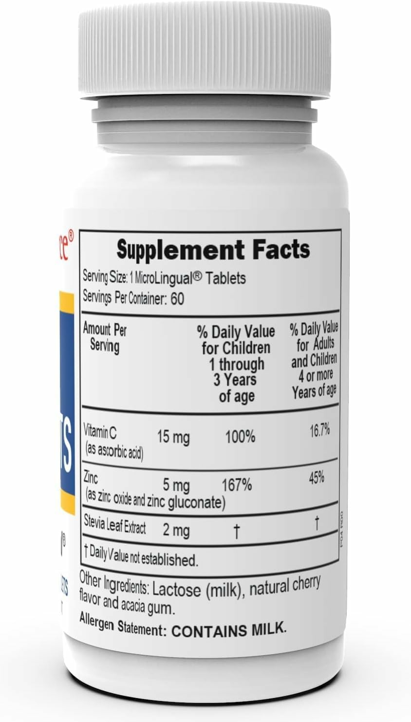 Zinc Lozenjets bottle pour showing quick-dissolve action for easy use