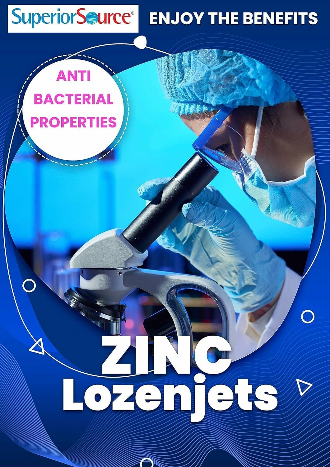 Back panel nutrition facts detailing per-serving zinc and vitamin C