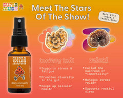 SuperMush mouth spray usage pump for easy, on-the-go daily dosing.