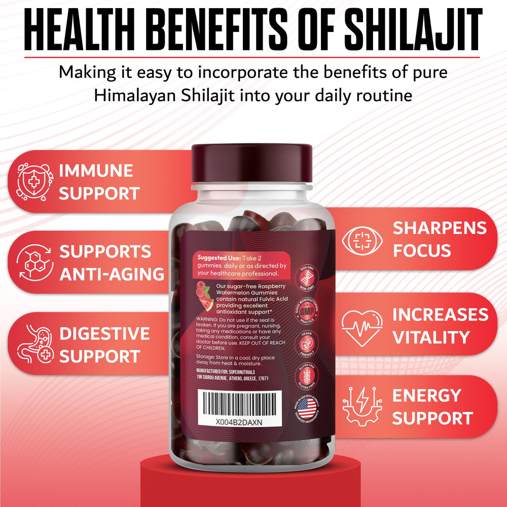 Close-up of SUPERNUTRIALS Shilajit Gummies texture for easy daily use
