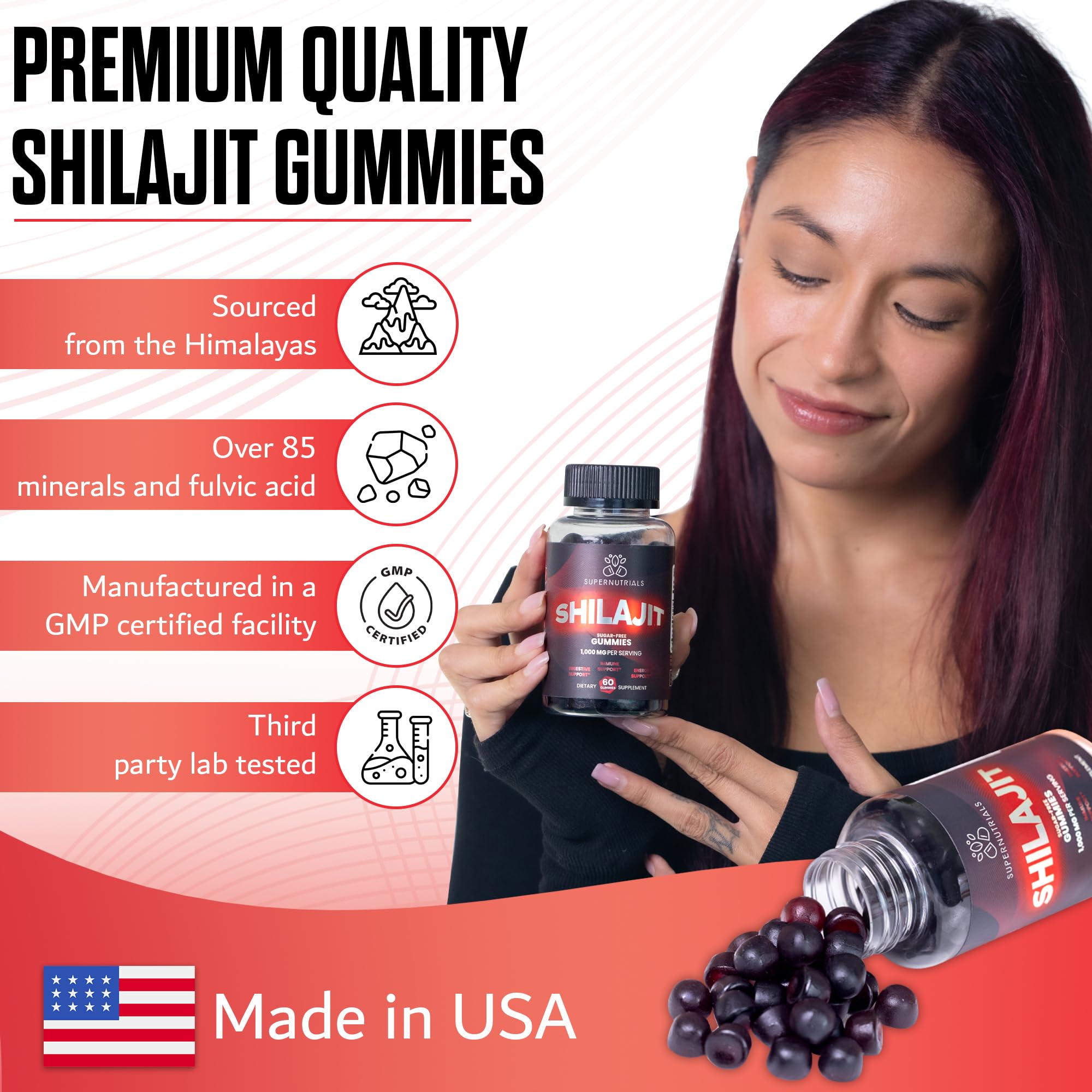 SUPERNUTRIALS Shilajit Gummies post-workout recovery and vitality support