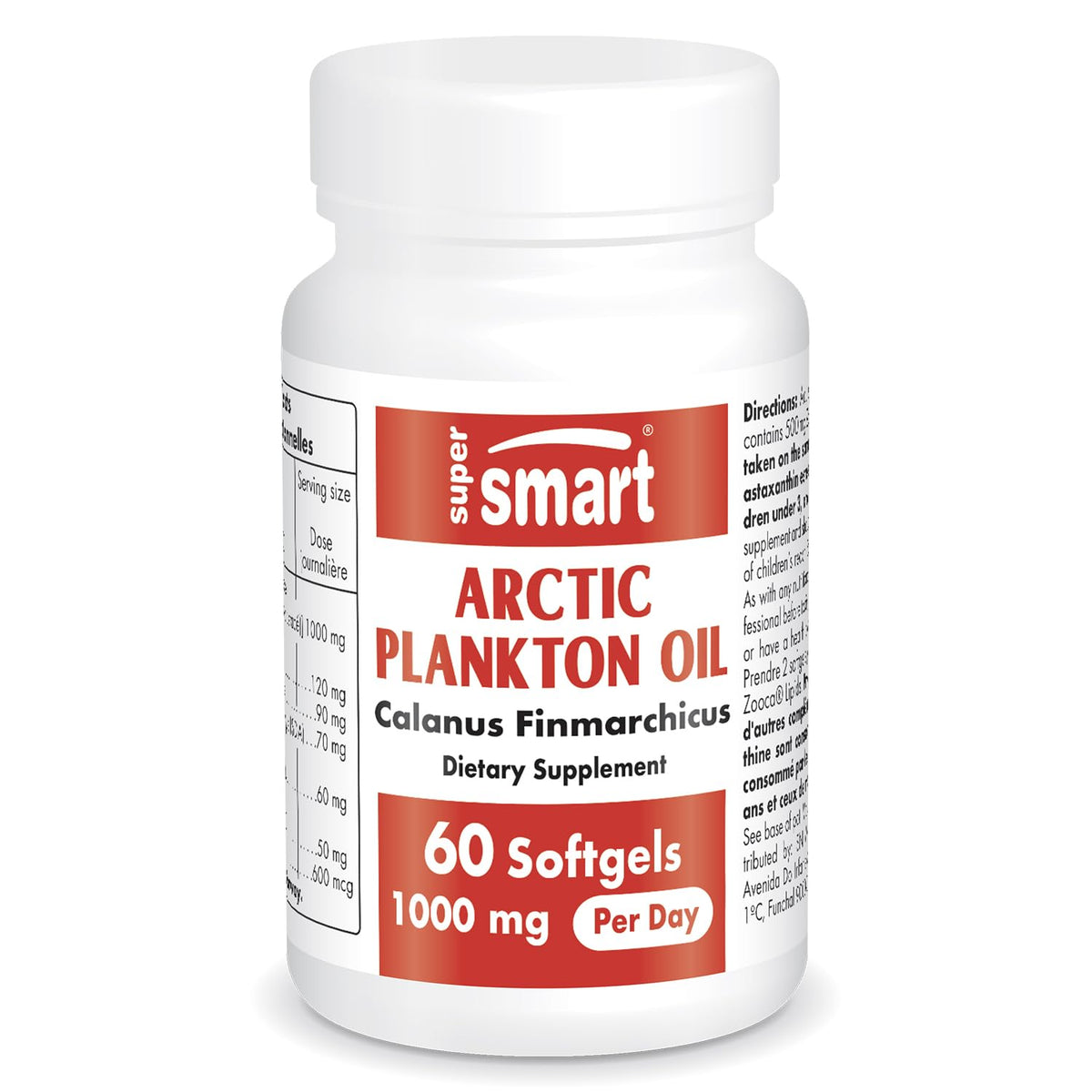 Supersmart Arctic Plankton Oil bottle showcasing daily omega-3 support.