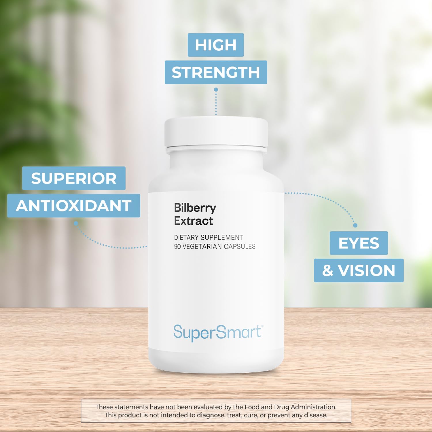 Supersmart bilberry extract label front highlighting 25% anthocyanosides