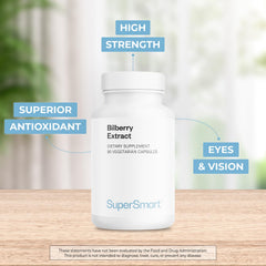 Supersmart bilberry extract label front highlighting 25% anthocyanosides