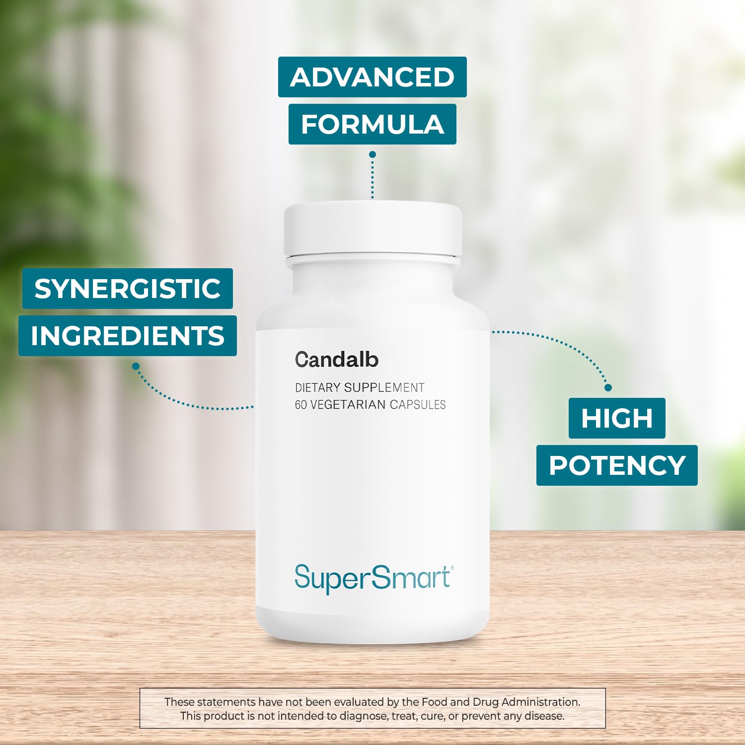 Supersmart Candalb ingredient blend featuring Lactobacillus strains and inulin for wellness.