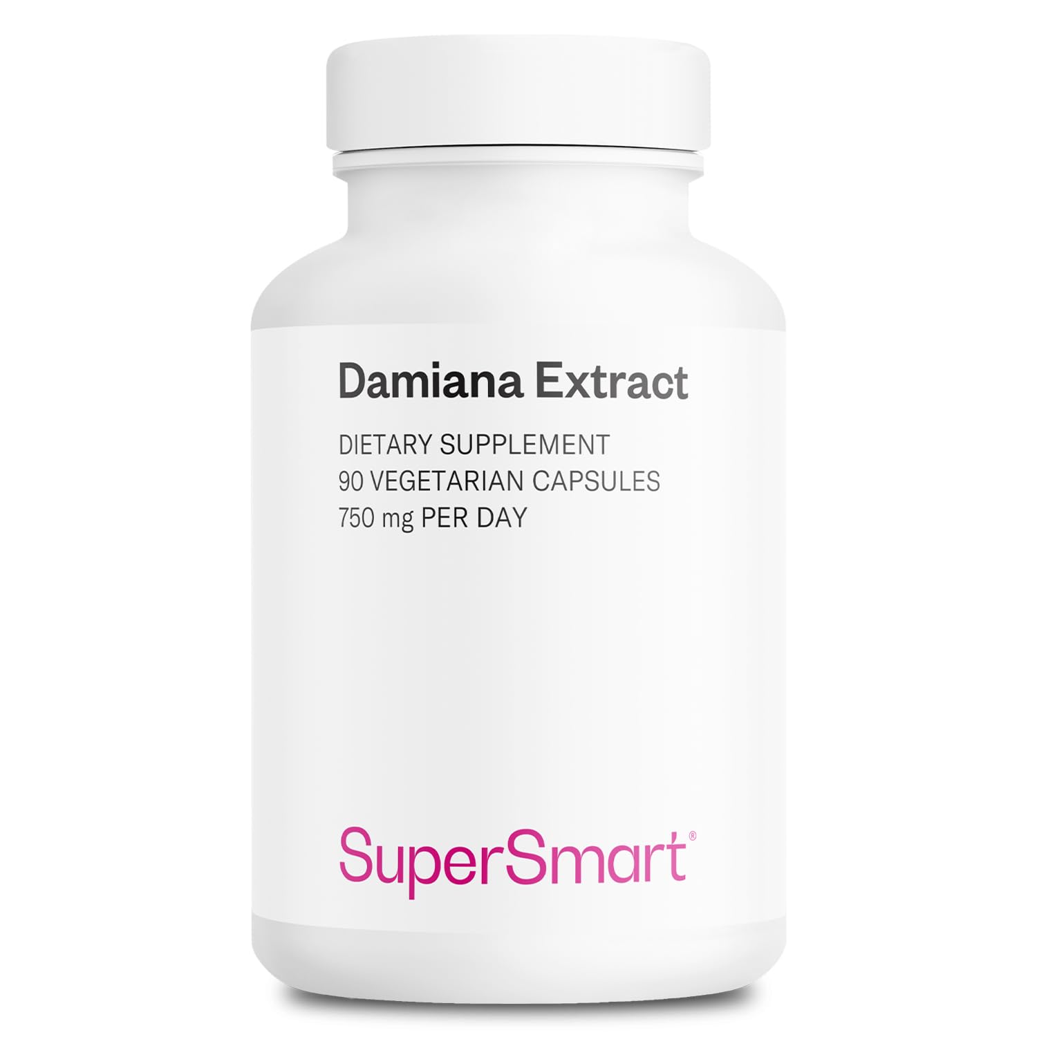 Supersmart Damiana leaf capsules label front for easy daily use