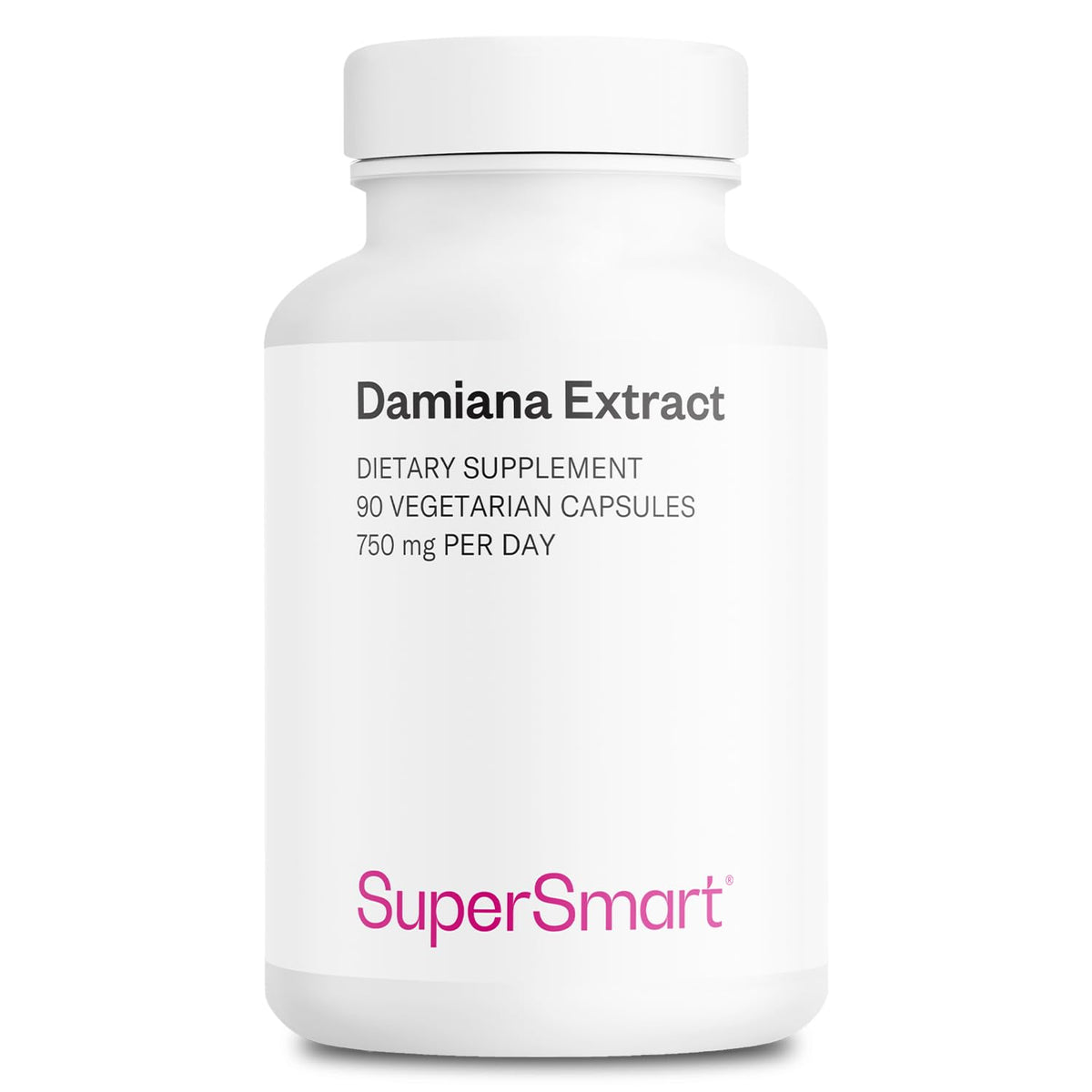 Supersmart Damiana leaf capsules label front for easy daily use