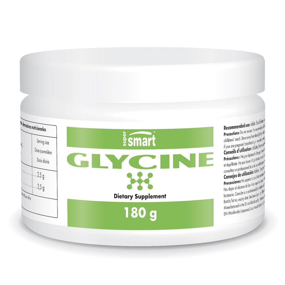 Supersmart glycine powder bottle for daily amino acid support