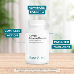Supersmart H. Pylori Advanced capsules close-up highlighting probiotic blend